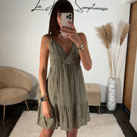 ROBE COURTE KAKI ISIA - La Petite Somptueuse