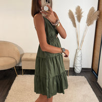 ROBE COURTE KAKI SOLEIL - La Petite Somptueuse