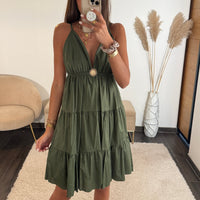 ROBE COURTE KAKI SOLEIL - La Petite Somptueuse