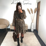 ROBE COURTE LEOPARD CLOTILDE - La Petite Somptueuse