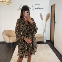 ROBE COURTE LEOPARD CLOTILDE - La Petite Somptueuse