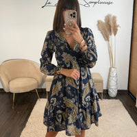 ROBE COURTE MARINE APPOLINE - La Petite Somptueuse