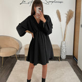 ROBE COURTE NOIRE DOMITILLE - La Petite Somptueuse