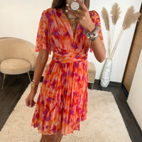 ROBE COURTE PEACHY FUCHSIA RACHEL - La Petite Somptueuse
