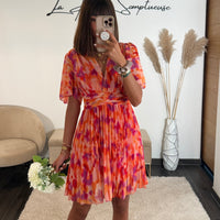 ROBE COURTE PEACHY FUCHSIA RACHEL - La Petite Somptueuse