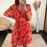ROBE COURTE PEACHY FUCHSIA RACHEL - La Petite Somptueuse
