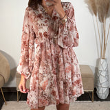 ROBE COURTE ROSE FEUILLE ELINA - La Petite Somptueuse