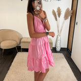 ROBE COURTE ROSE SOLEIL - La Petite Somptueuse