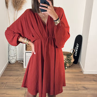 ROBE COURTE TERRACOTTA DOMITILLE - La Petite Somptueuse