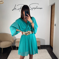 ROBE COURTE TURQUOISE ASTRID - La Petite Somptueuse