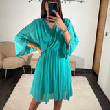 ROBE COURTE TURQUOISE ASTRID - La Petite Somptueuse