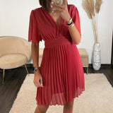 ROBE COURTE VIEUX ROSE/TERRACOTTA RACHEL - La Petite Somptueuse