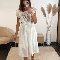 ROBE CROCHET BLANCHE AMELIA - La Petite Somptueuse