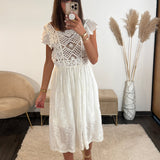ROBE CROCHET BLANCHE AMELIA - La Petite Somptueuse