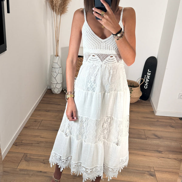 ROBE CROCHET BLANCHE ZADIE - La Petite Somptueuse