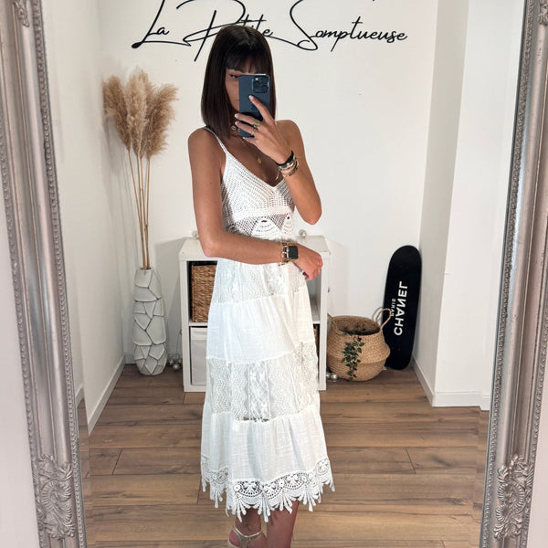 ROBE CROCHET BLANCHE ZADIE - La Petite Somptueuse