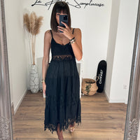 ROBE CROCHET NOIRE ZADIE - La Petite Somptueuse