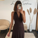 ROBE DENTELLE CHOCO MARION - La Petite Somptueuse