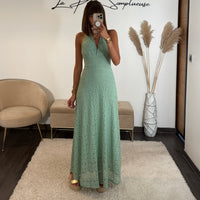 ROBE DENTELLE VERT D'EAU MARION - La Petite Somptueuse