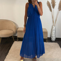 ROBE DOS CROISE BLEU KATIA - La Petite Somptueuse