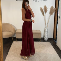 ROBE DOS CROISE BORDEAUX KATIA - La Petite Somptueuse