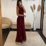 ROBE DOS CROISE BORDEAUX KATIA - La Petite Somptueuse