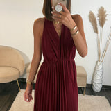 ROBE DOS CROISE BORDEAUX KATIA - La Petite Somptueuse