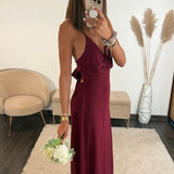 ROBE DOS NU BORDEAUX BIANCA - La Petite Somptueuse