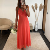 ROBE DOS NU CORAIL BIANCA - La Petite Somptueuse