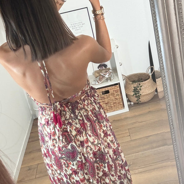 ROBE DOS NU IMPRIME ROSE MAEVA - La Petite Somptueuse