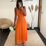 ROBE DOS NU ORANGE BIANCA - La Petite Somptueuse