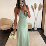 ROBE DOS NU VERT D'EAU BIANCA - La Petite Somptueuse