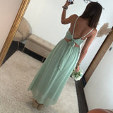 ROBE DOS NU VERT D'EAU BIANCA - La Petite Somptueuse
