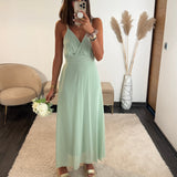 ROBE DOS NU VERT D'EAU BIANCA - La Petite Somptueuse