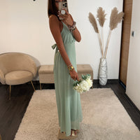 ROBE DOS NU VERT D'EAU BIANCA - La Petite Somptueuse