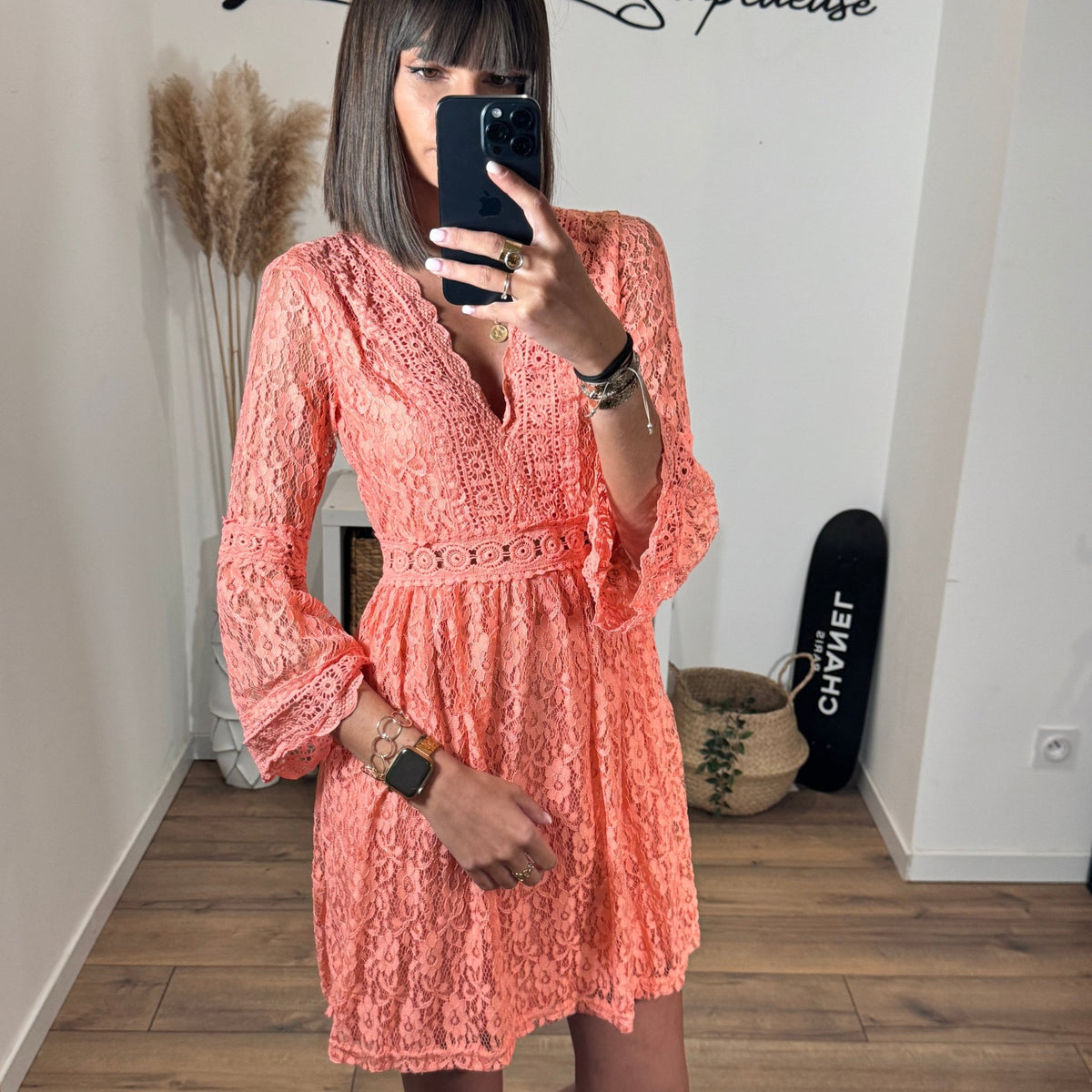 Vlazom Jupon Femme Courte Plissée Dentelle - Sous Robe Élégante Casual