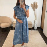 ROBE EN JEAN FLOWERS - La Petite Somptueuse