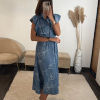 ROBE EN JEAN FLOWERS - La Petite Somptueuse