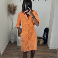 ROBE EN JEAN ORANGE SORAYA - La Petite Somptueuse