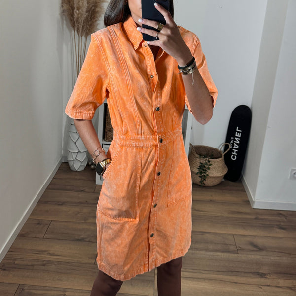 ROBE EN JEAN ORANGE SORAYA - La Petite Somptueuse