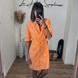 ROBE EN JEAN ORANGE SORAYA - La Petite Somptueuse