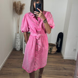 ROBE EN JEAN ROSE THELMA - La Petite Somptueuse