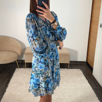 ROBE FLEURIE BLEU ANDREA - La Petite Somptueuse