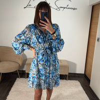 ROBE FLEURIE BLEU ANDREA - La Petite Somptueuse