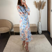 ROBE FLEURIE BLEU HORTENSE - La Petite Somptueuse