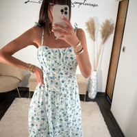 ROBE FLEURIE BLEU LENA - La Petite Somptueuse