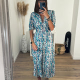 ROBE FLEURIE BLEU NINON - La Petite Somptueuse