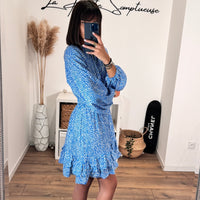 ROBE FLEURIE BLEUE MELINA - La Petite Somptueuse