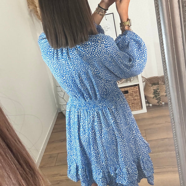 ROBE FLEURIE BLEUE MELINA - La Petite Somptueuse