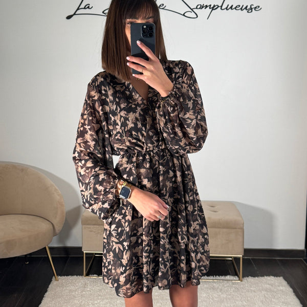 ROBE FLEURIE NOIR CAPUCINE - La Petite Somptueuse